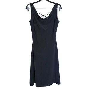 Y2K Smart Set Low Back Cowl Neck Cocktail Slip Dress Black Knee Length Medium